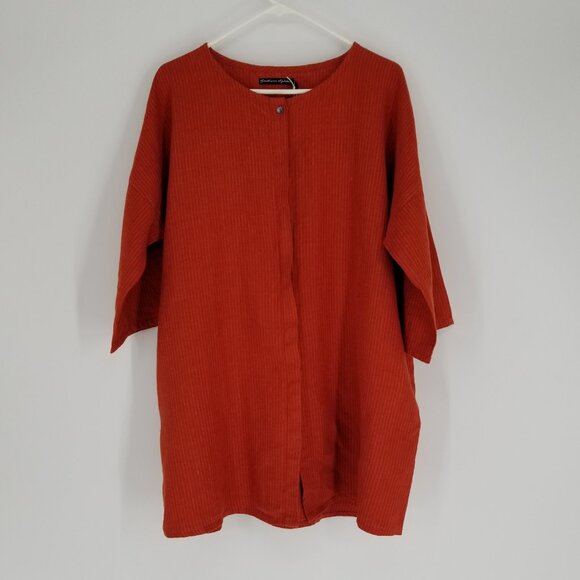 Gudrun Sjoden Tops - NWT Gudrun Sjoden Linen Subtle Pinstripe Button-Down Tunic / Shacket, Lagenlook